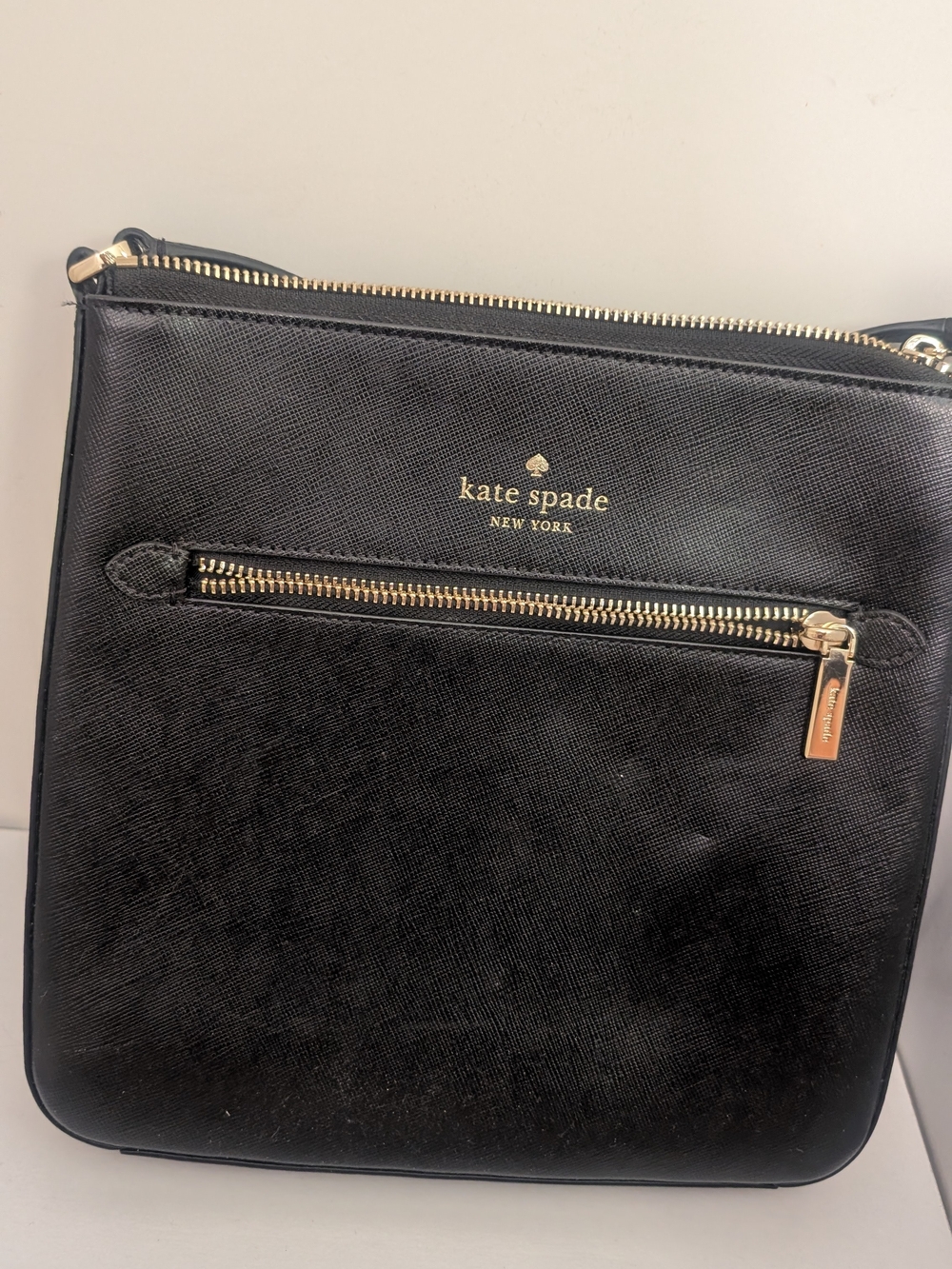 kate spade Black Saffiano Crossbody with Front Zip